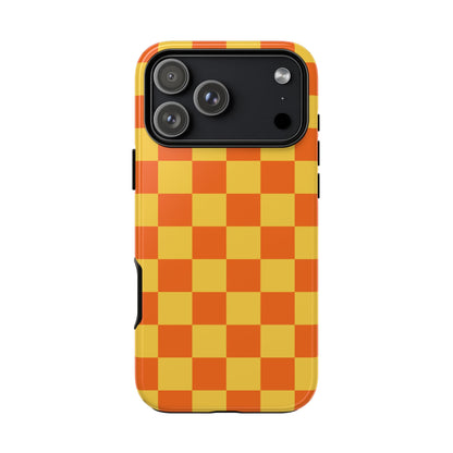 Trendy Orange & Yellow Checked Pattern Phone Case - Orange Phone Case - iPhone 17 Pro Max / Glossy