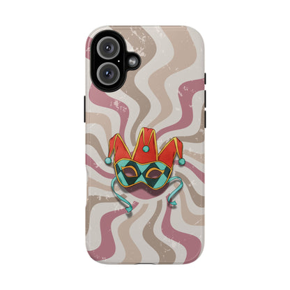 Venetian Jester Mask – Pink Retro Soft Revival Phone Case - Pink Phone Case - iPhone 16 Plus / Glossy