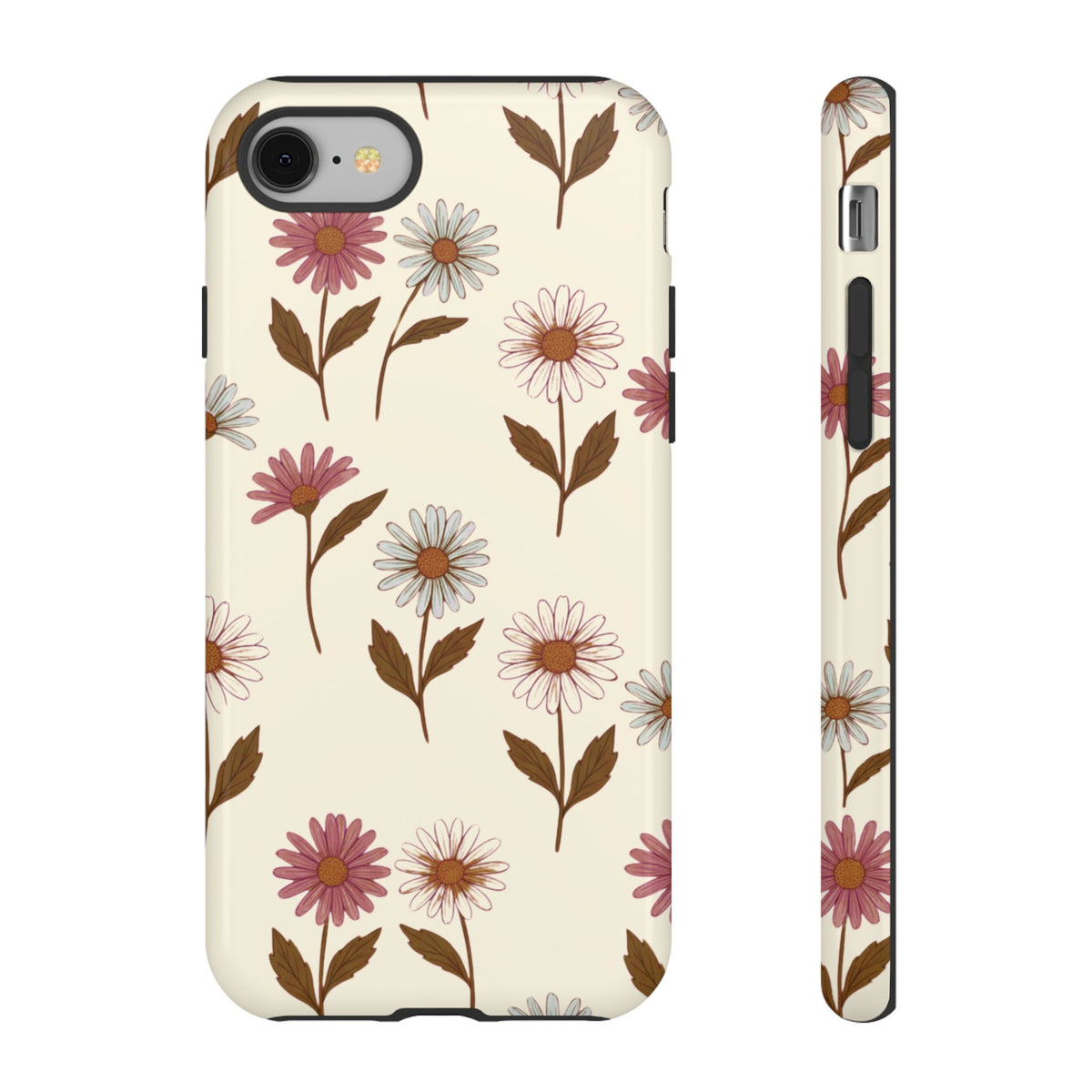 Pretty Cream & Rose Daisy Pattern Phone Case