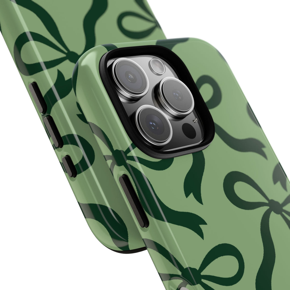 Bold Sage Green and Forest Green Bow Pattern Phone Case - Green Phone Case