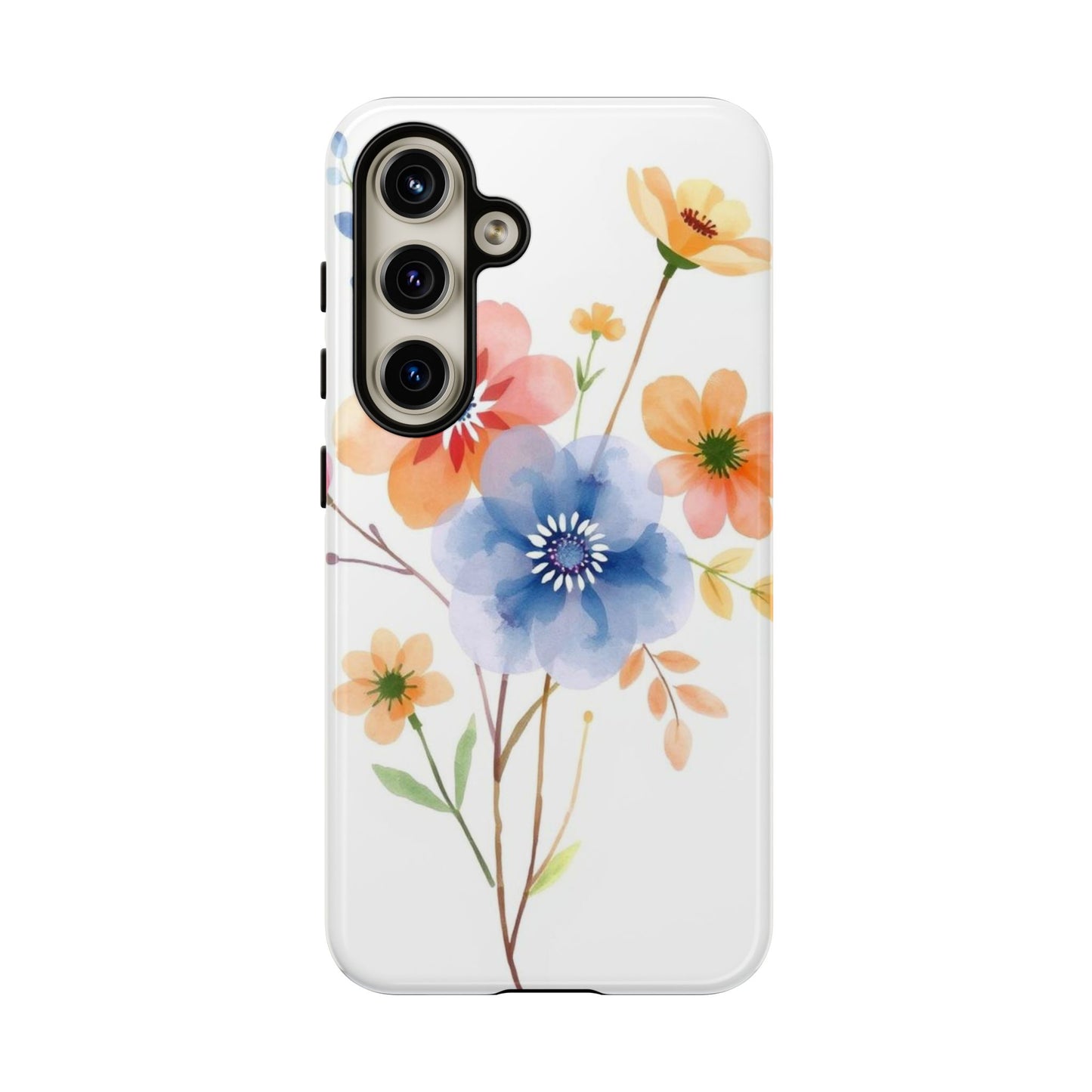 Samsung Galaxy S24 / Glossy Phone Case - Boho Chic Watercolour Bouquet Pattern Phone Case