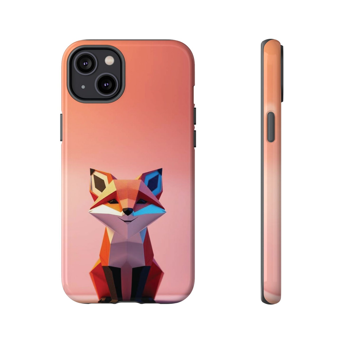 iPhone 14 Plus / Glossy Phone Case - Origami Fox Design Phone Case