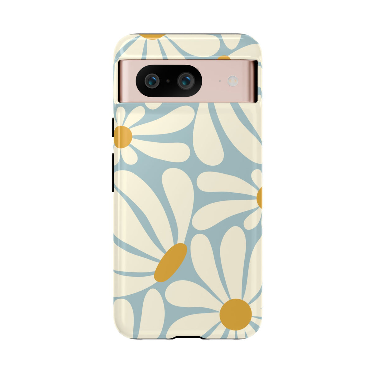 Retro Light Blue Daisy Pattern Phone Case - Blue Phone Case - Google Pixel 8 / Glossy