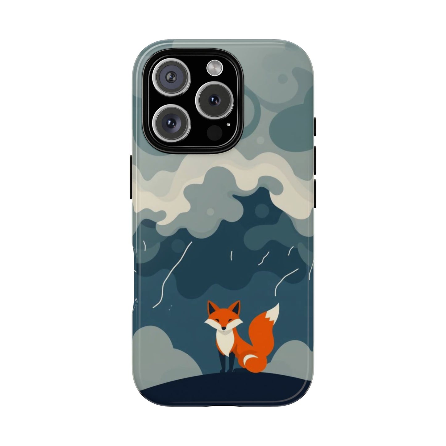 iPhone 16 Pro / Glossy Phone Case - Stormy Fox Design Phone Case