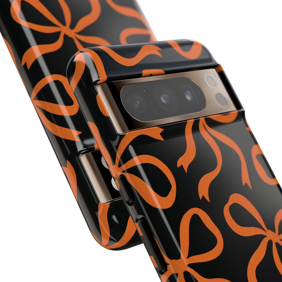 Bold Black and Burnt Orange Bow Pattern Phone Case