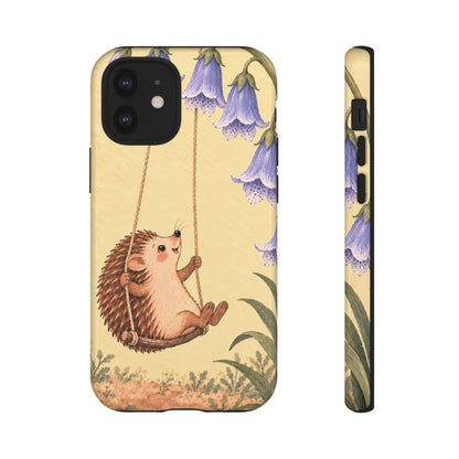 Whimsical Buttercream Hedgehog and Bluebell Phone Case - Yellow Phone Case - iPhone 12 Mini / Glossy
