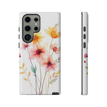 Samsung Galaxy S23 Ultra / Glossy Phone Case - Boho Chic Watercolour Blooms Design Phone Case