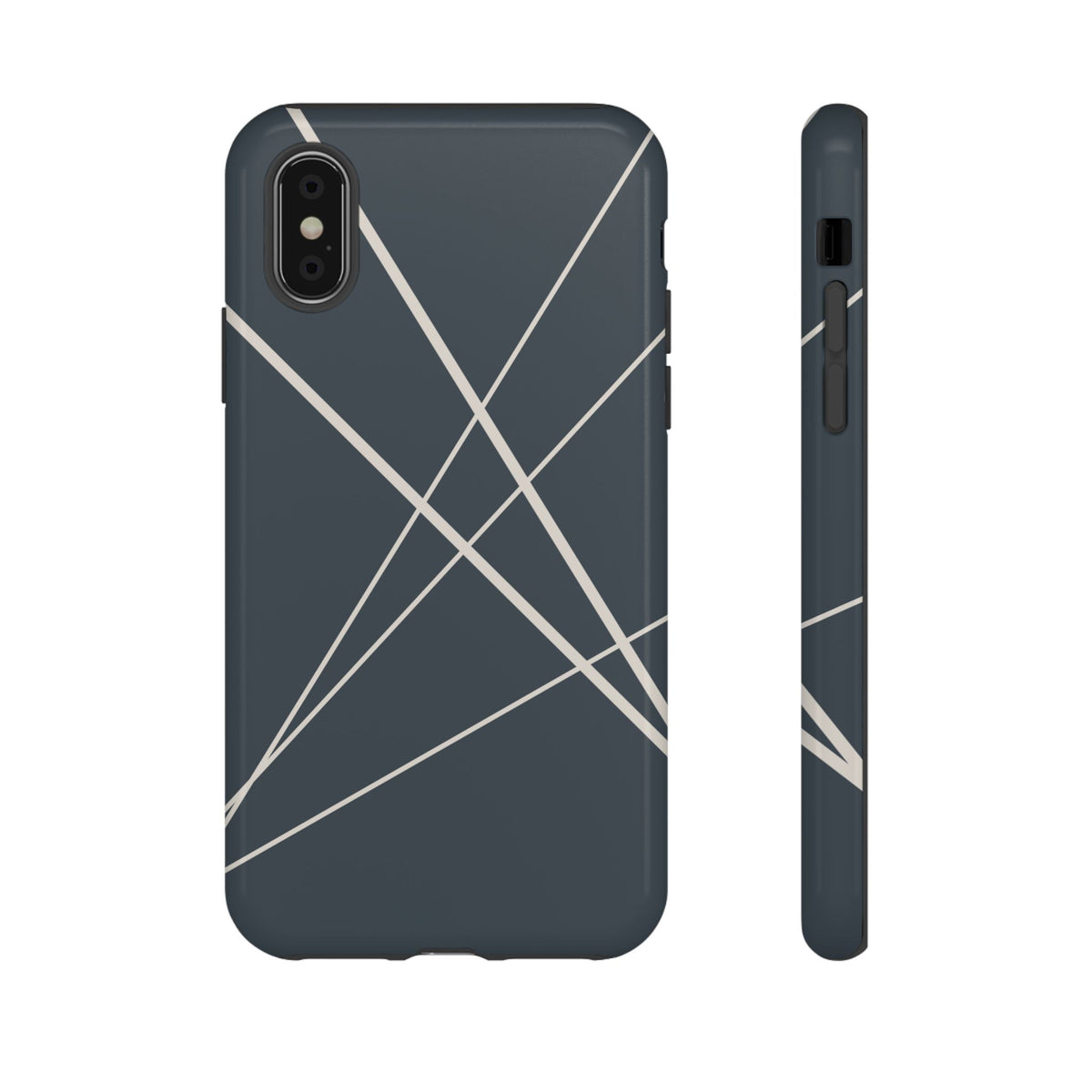 Abstract Blue with Beige Lines Phone Case - Blue Phone Case - iPhone X / Glossy