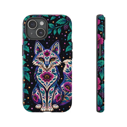 Vibrant Purple and Teal Calavera Fox Phone Case - Multicolor Phone Case - iPhone 15 / Glossy