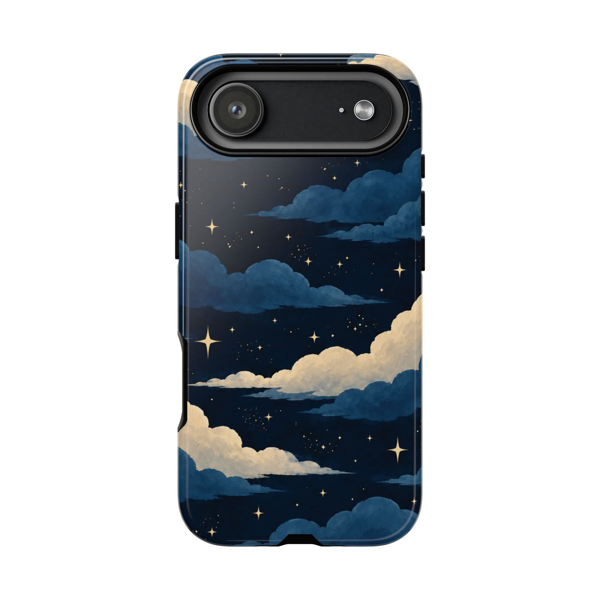Illustrated Navy Blue Clouds & Stars Phone Case