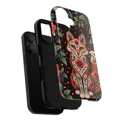Vibrant Terracotta and Teal Calavera Fox Phone Case - Multicolor Phone Case
