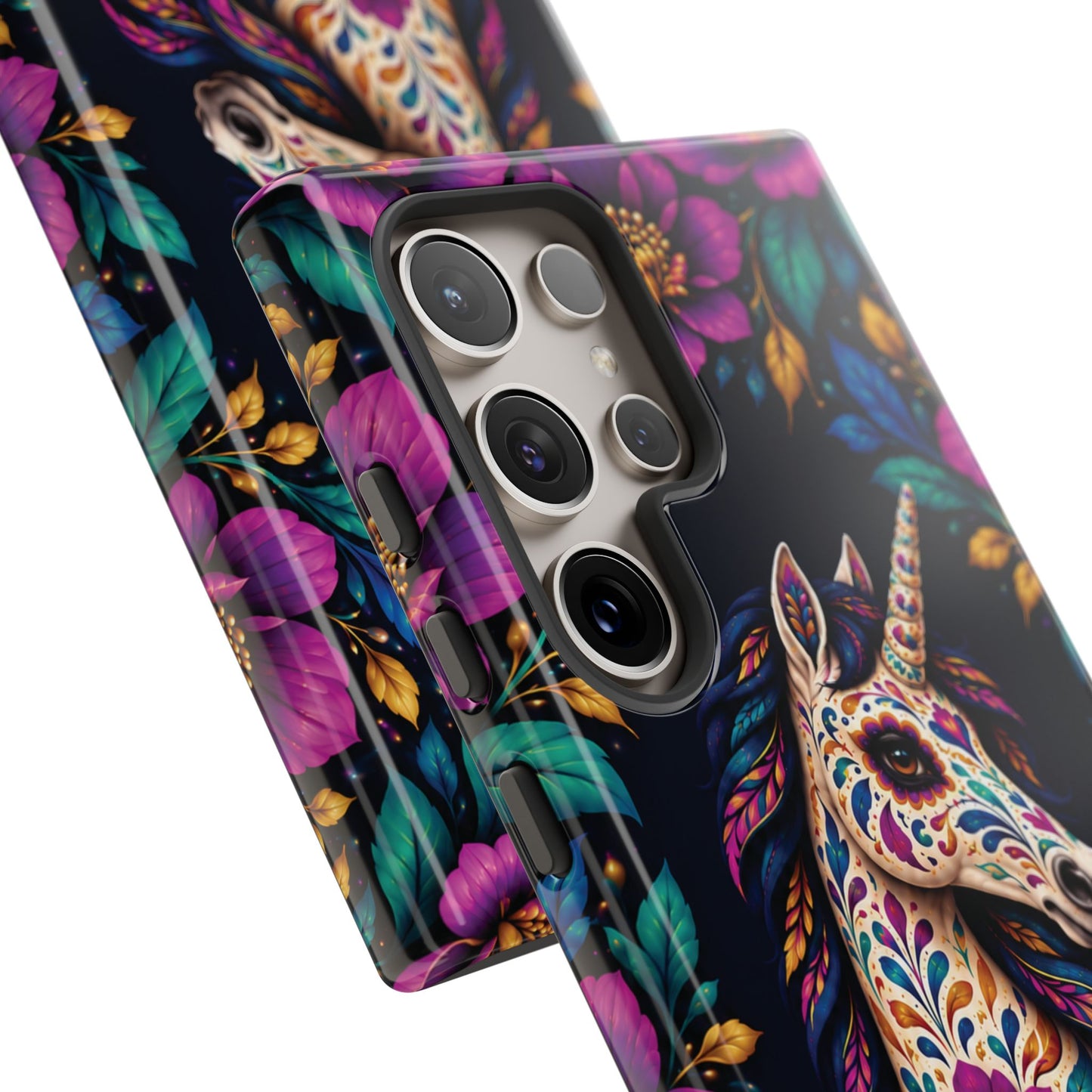 Elegant Purple and Teal Calavera Unicorn Phone Case - Phone Case