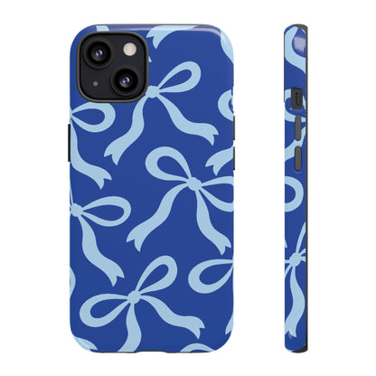 Bold Cobalt Blue and Powder Blue Bow Pattern Phone Case - Blue Phone Case - iPhone 13 / Glossy