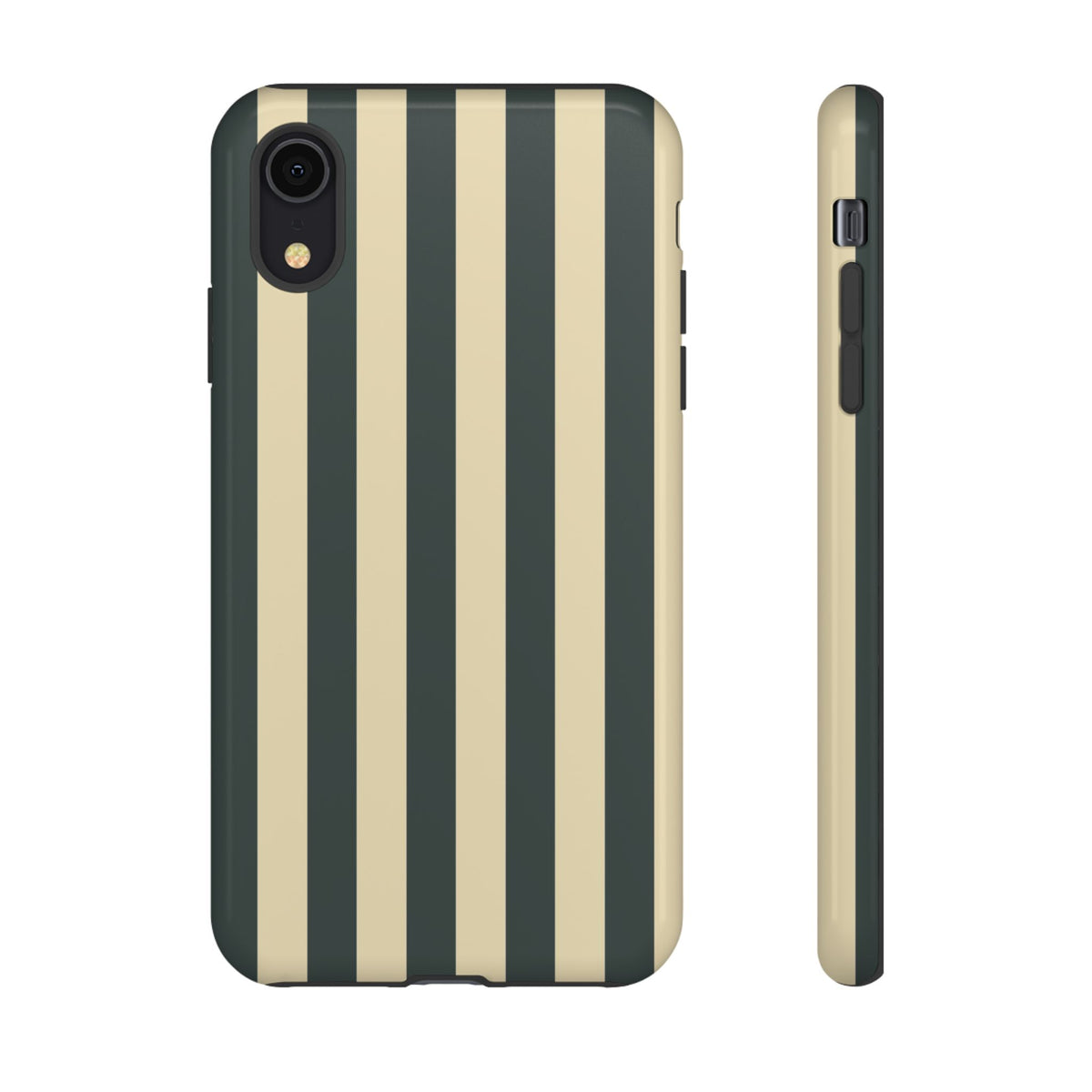 Green & Beige Stripe Pattern Phone Case - Green Phone Case - iPhone XR / Glossy