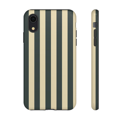 Green & Beige Stripe Pattern Phone Case - Green Phone Case - iPhone XR / Glossy