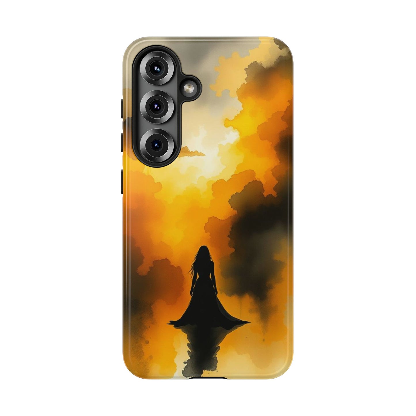 Samsung Galaxy S25 / Glossy Phone Case - Watercolour Gothic Woman in Black Phone Case