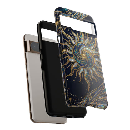 Elegant Navy & Gold Solar Spiral Phone Case
