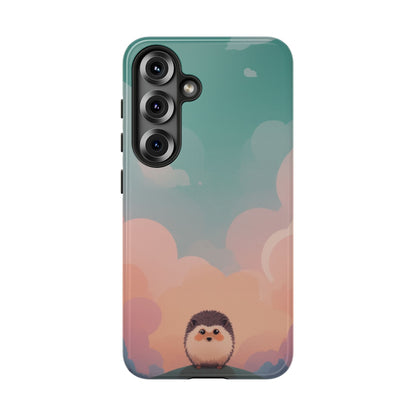 Samsung Galaxy S25 / Glossy Phone Case - Cute Hedgehog & Cloud Design Phone Case