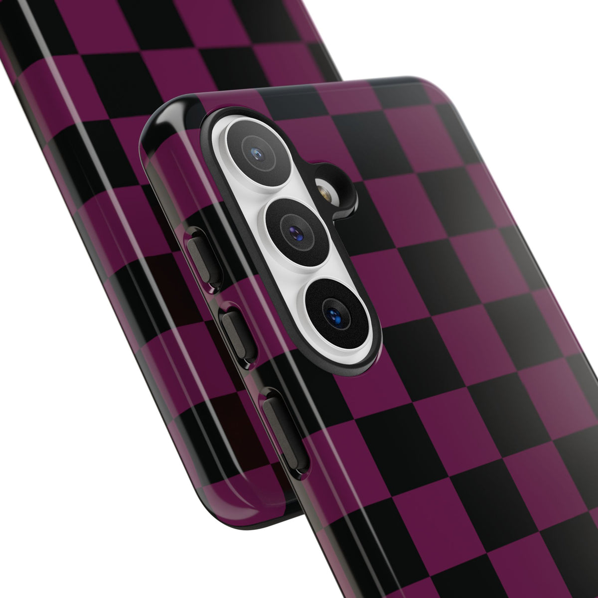 Trendy Plum & Black Checked Pattern Phone Case - Purple Phone Case