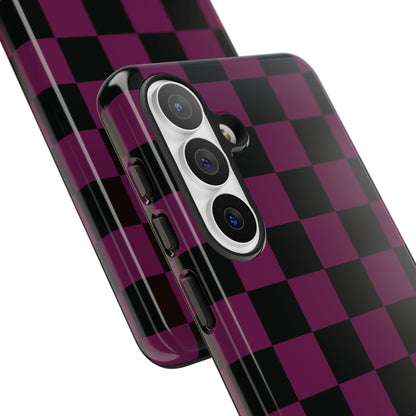 Trendy Plum & Black Checked Pattern Phone Case - Purple Phone Case