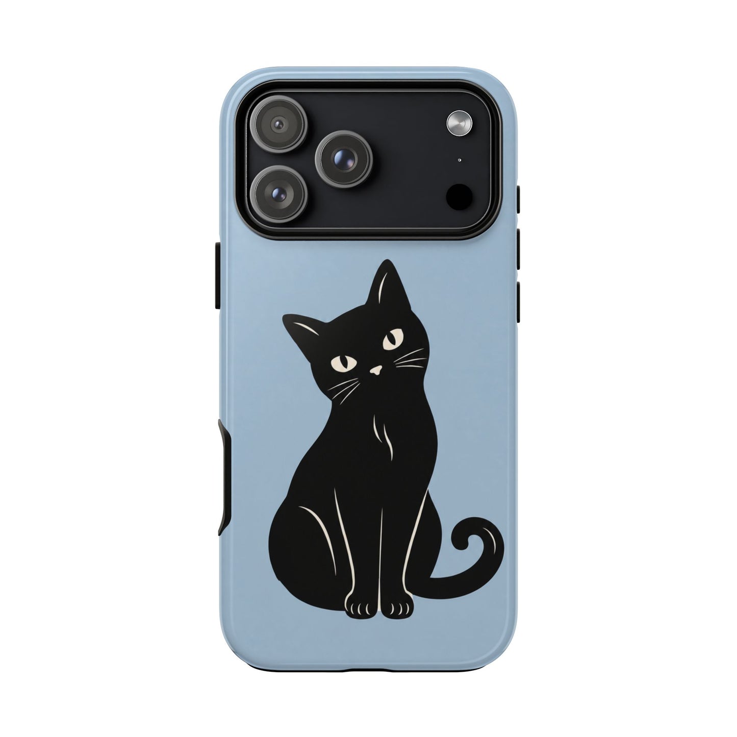 Minimalist Powder Blue & Black Cat Phone Case