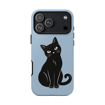 Minimalist Powder Blue & Black Cat Phone Case
