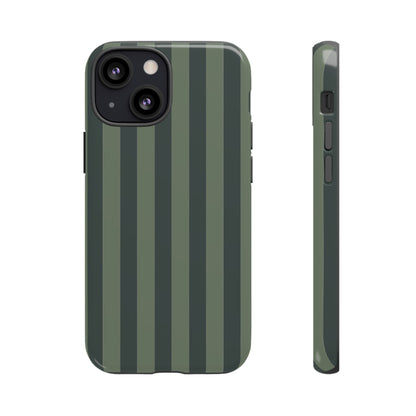 iPhone 13 Mini / Glossy Phone Case - ’Dark Green Stripe Pattern’ Phone Case