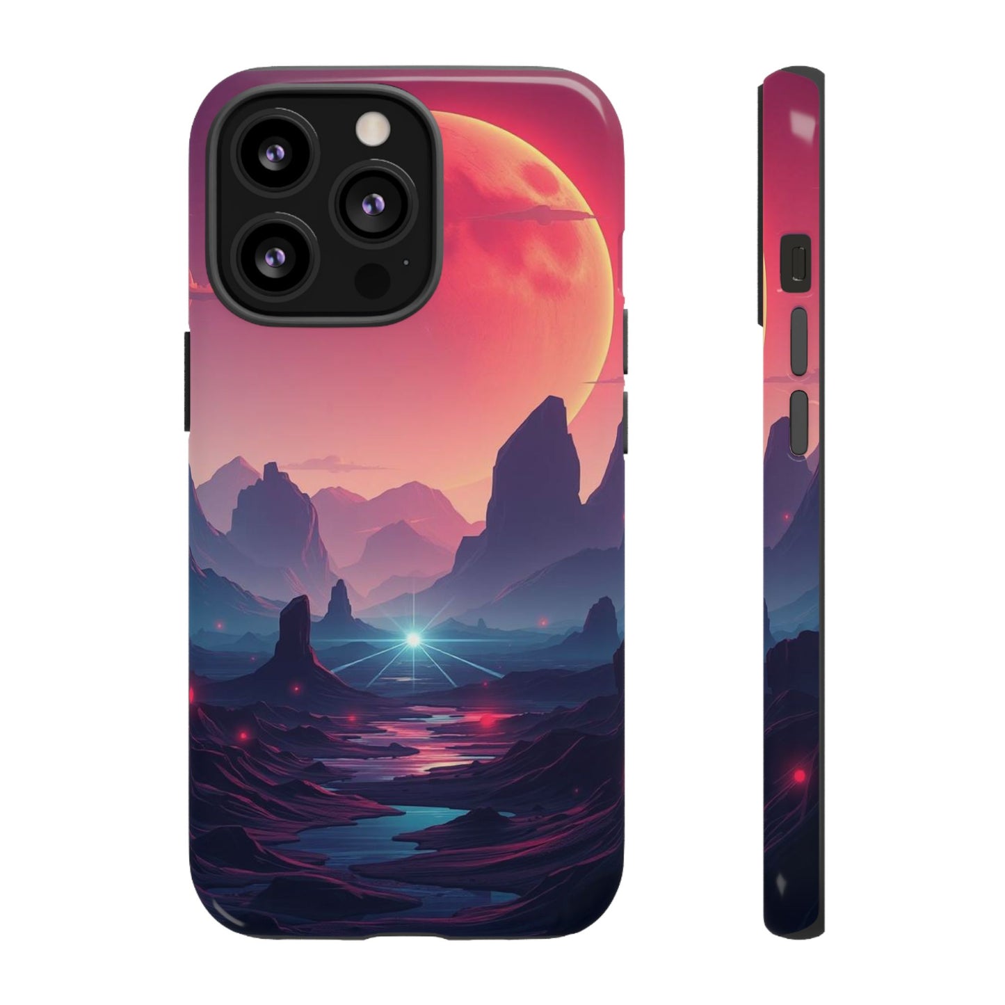 iPhone 13 Pro / Glossy Phone Case - Alien Moon Landscape Design Phone Case