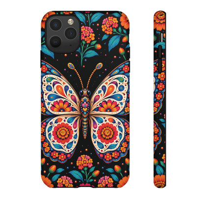 Vibrant Orange and Turquoise Calavera Butterfly Phone Case - Multicolor Phone Case - iPhone 11 Pro Max / Glossy