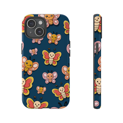 Dark Blue Butterfly Sticker Design Phone Case - Blue Phone Case - iPhone 15 / Glossy