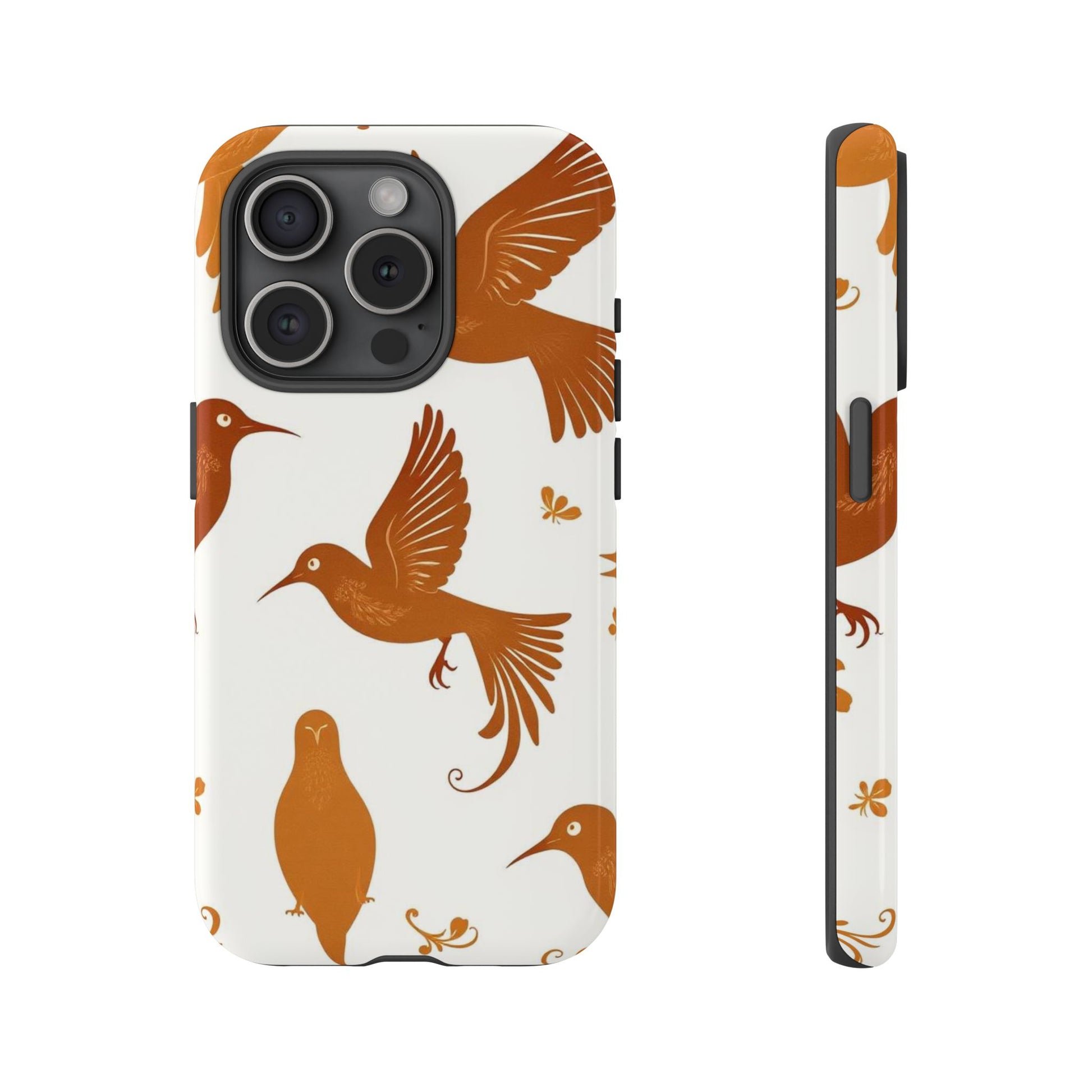 Abstract Bird Pattern Phone Case - White Phone Case - iPhone 15 Pro / Glossy