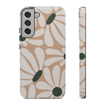 Retro Beige & White Daisy Pattern Phone Case - Beige Phone Case - Samsung Galaxy S22 Plus / Glossy