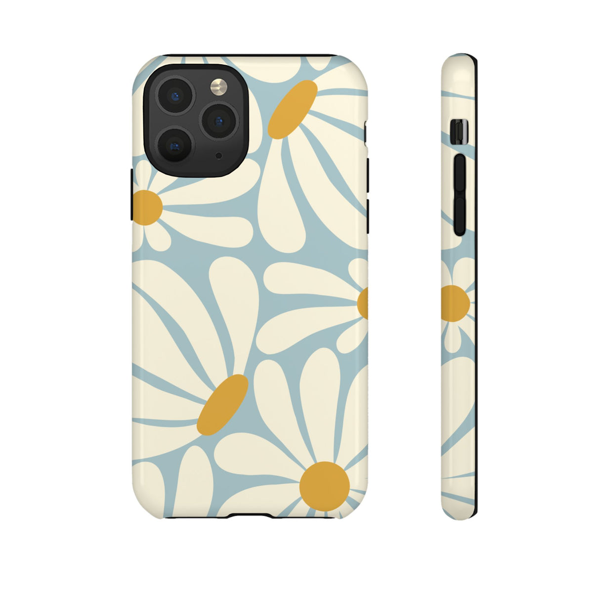 Retro Light Blue Daisy Pattern Phone Case - Blue Phone Case - iPhone 11 Pro / Glossy