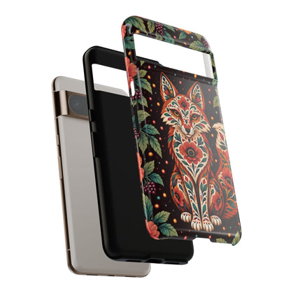 Vibrant Terracotta and Teal Calavera Fox Phone Case - Multicolor Phone Case