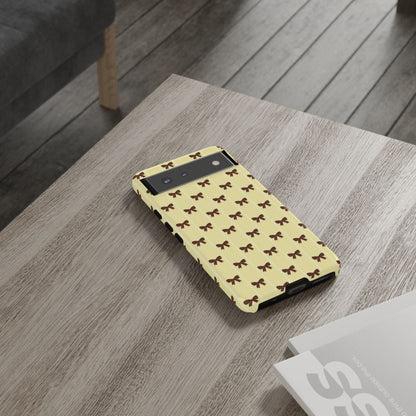 Retro Chocolate Brown Bow Pattern Phone Case