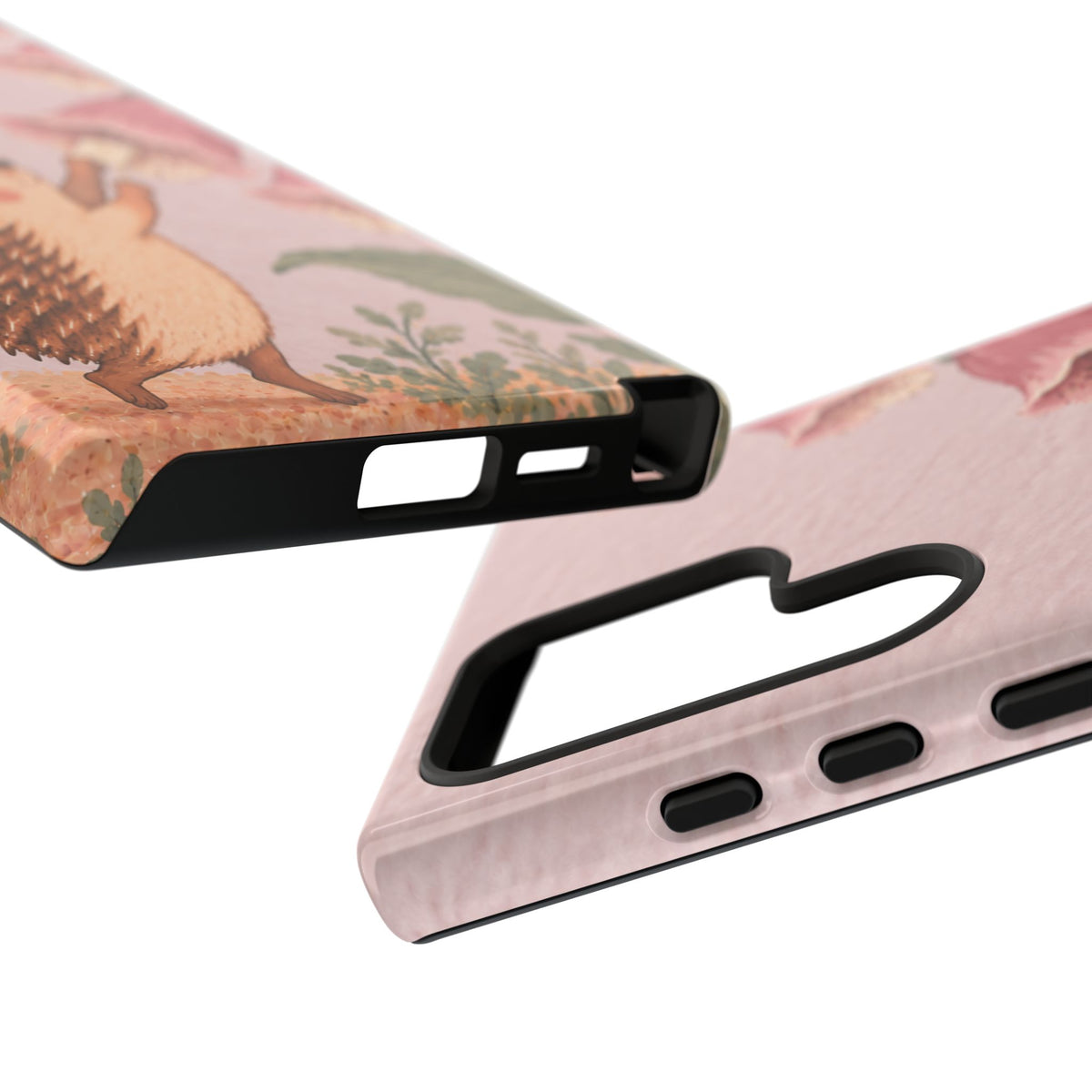 Whimsical Blush Pink Hedgehog and Foxglove Phone Case - Pink Phone Case