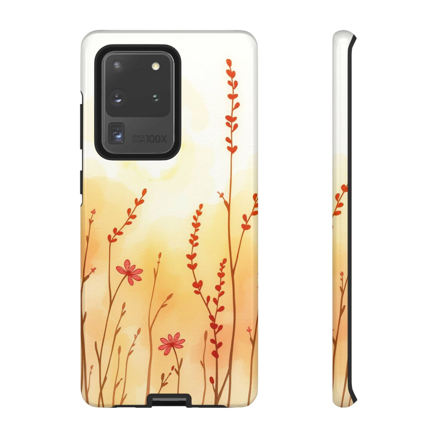 Samsung Galaxy S20 Ultra / Glossy Phone Case - Boho Chic Watercolour Wildflower Dusk Pattern Phone Case