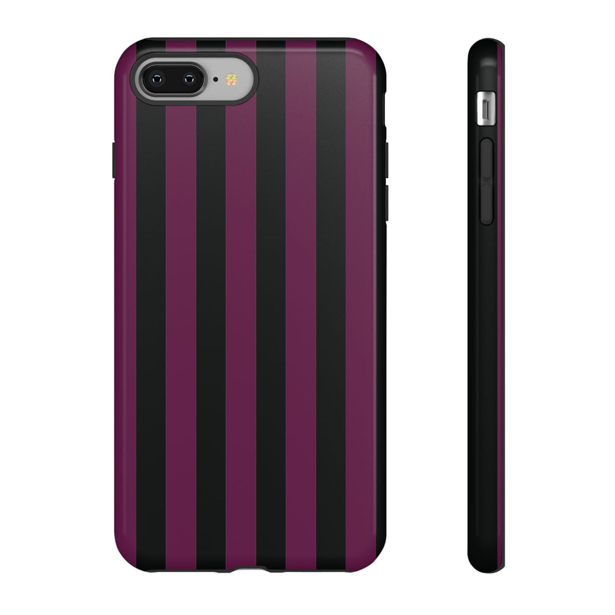 Trendy Plum & Black Stripe Pattern Phone Case - Purple Phone Case - iPhone 8 Plus / Glossy