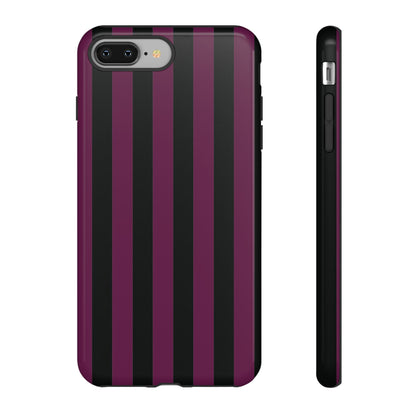 Trendy Plum & Black Stripe Pattern Phone Case - Purple Phone Case - iPhone 8 Plus / Glossy