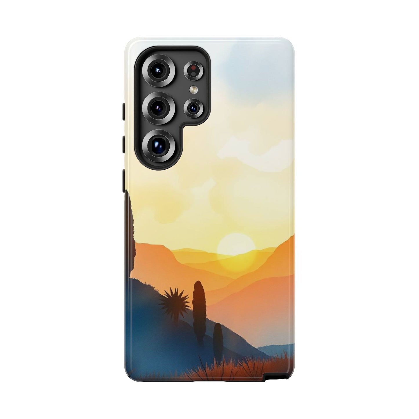 Samsung Galaxy S25 Ultra / Glossy Phone Case - Watercolour Sunset Design Phone Case