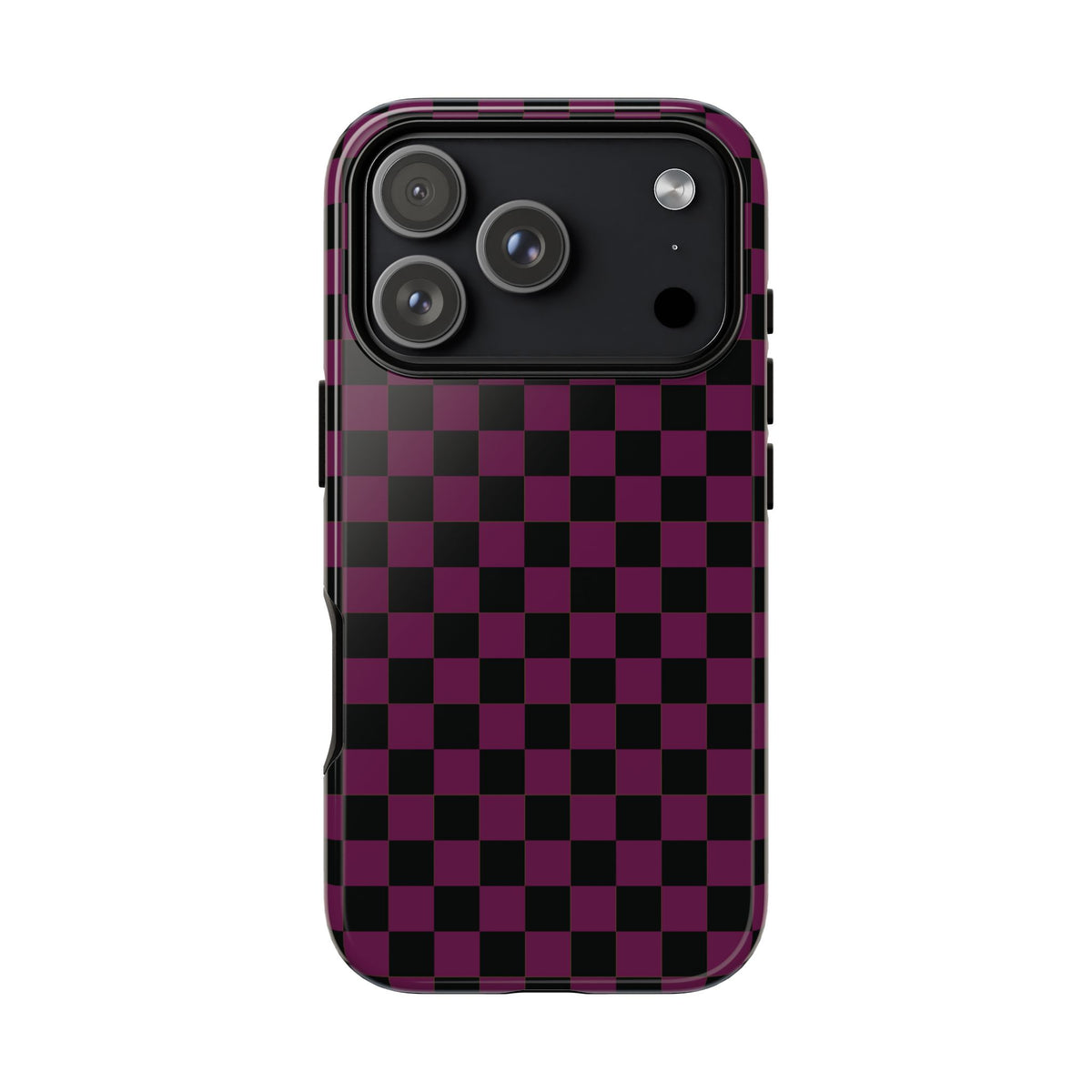Trendy Plum & Black Small Checked Pattern Phone Case - Purple Phone Case - iPhone 18 Pro / Glossy