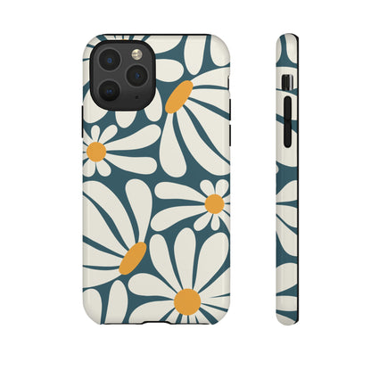 Retro Blue Daisy Pattern Phone Case - Blue Phone Case - iPhone 11 Pro / Glossy