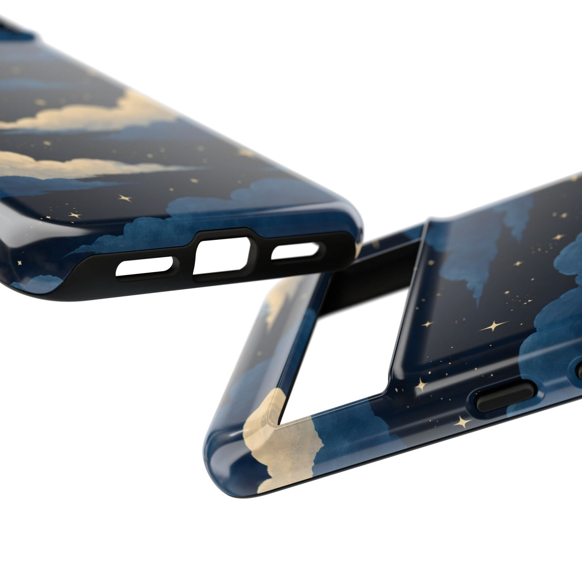 Illustrated Navy Blue Clouds & Stars Phone Case