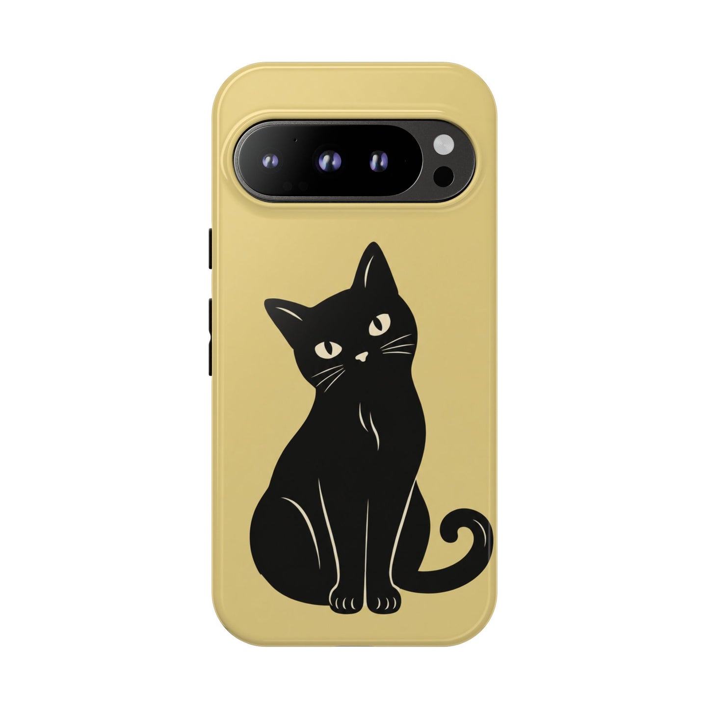 Minimalist Butter Yellow & Black Cat Phone Case