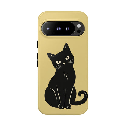 Minimalist Butter Yellow & Black Cat Phone Case