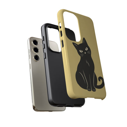 Minimalist Butter Yellow & Black Cat Phone Case