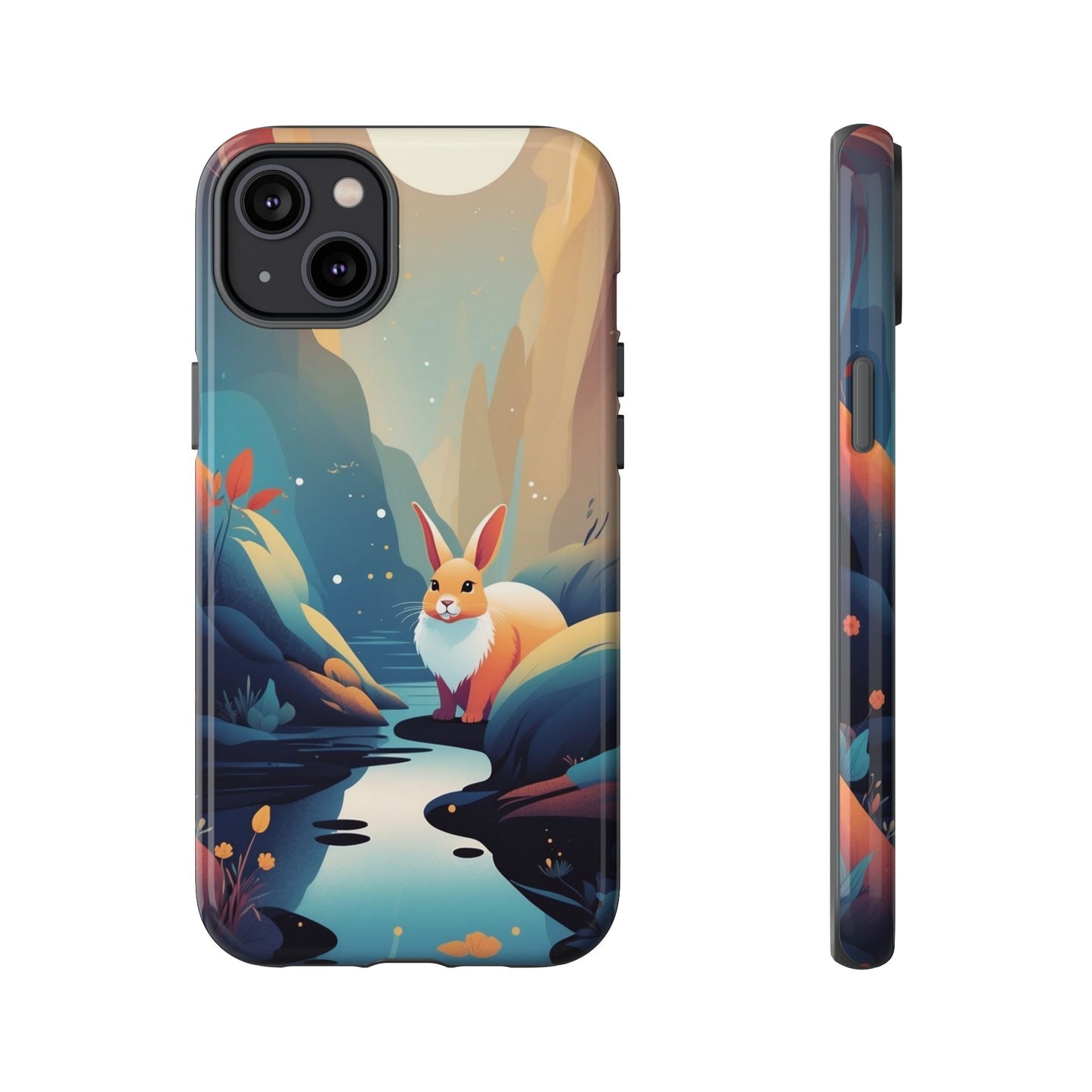 iPhone 14 Plus / Glossy Phone Case - Stylised Rabbit Design Phone Case