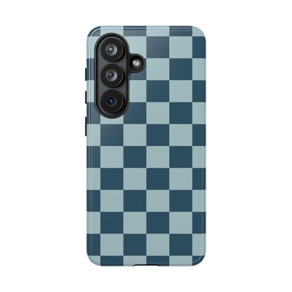 Blue Checked Pattern Phone Case - Blue Phone Case - Samsung Galaxy S26 / Glossy