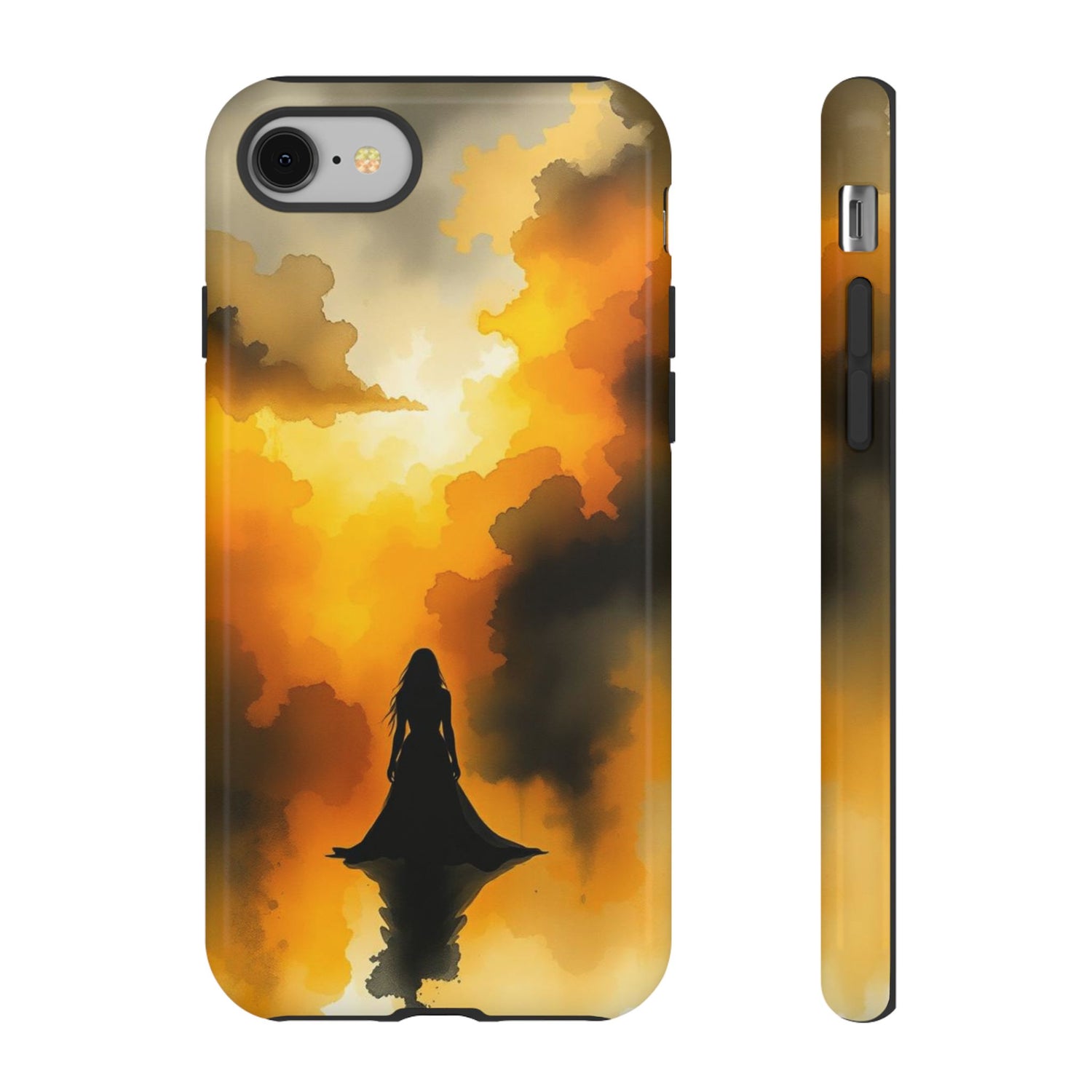 iPhone 8 / Glossy Phone Case - Watercolour Gothic Woman in Black Phone Case