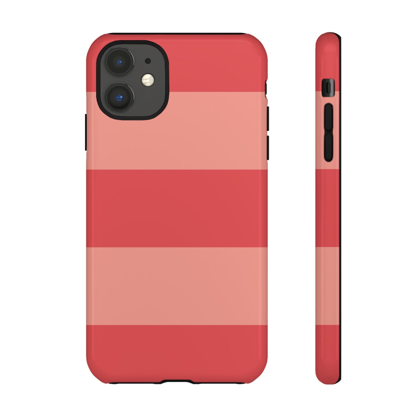 iPhone 11 / Glossy Phone Case - Pink Horizontal Stripe Pattern Phone Case